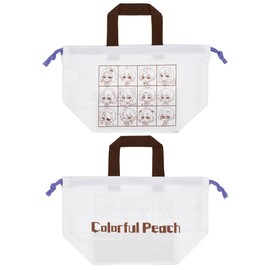 Skater KB7-A Children's Lunch Bag, Drawstring Bag, Colorful Peach Made in Japan