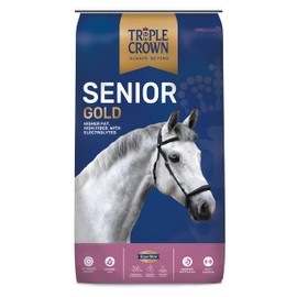 Triple Crown Senior Gold Premium Horse Feed, EquiMix Superior Nutrition, Textured Equine Senior Horse Food, Weight Gain for Mature & Performance Horses, 50 lbs