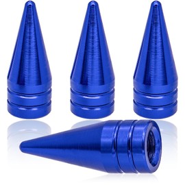 MEAJOO 4PCS Spiked Shape Tire Valve Stem Caps, Aluminum Alloy Spike Wheel Tire Valve Stem, Universal Dustproof Tire Valve Stem Covers for Cars, SUV, Trucks, Bikes, Motorcycles, Bicycles(Blue)