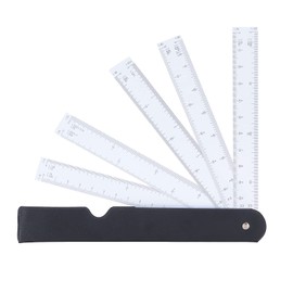 Entatial 20cm Fan Shaped Folding Multiscale Measuring Ruler Black Plastic Modern Fashion Design Furniture Interior Design Environmental Art