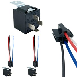 irhapsody 4-pin 40/30AMP 12V Relay Kit, Spst 12-volt 2-pack Automotive Relay, with Interlocking Harness Socket Holder and Heavy-Duty Pigtail