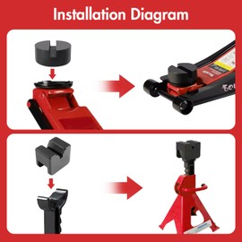 Toolly Paquete de 4 adaptadores de almohadilla para gato de suelo para soportes de gato de 2 a 4 toneladas, universales de goma, resistentes, almohadillas de disco ranuradas, rieles de pellizco, protector para levantar el coche