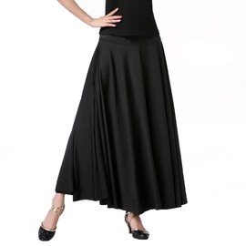 BEYANE Women's Ballroom Dance, Practice Wear, Skirt, Long, Medium, Dance, Latin, Simple, Black