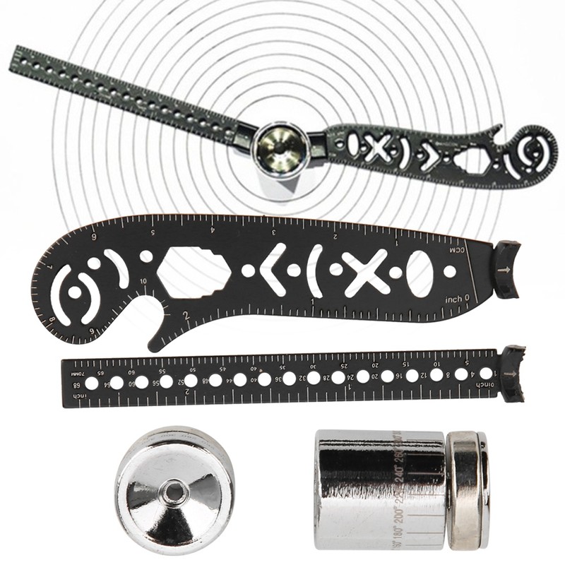 Black Iron Multifunction Drawing Ruler Tool Innovative Painting Magnetic Compass