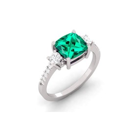LMDPRAJAPATIS Certified Square Cut Promise Ring Engagement Ring Cubic Zirconia Wedding Ring, 5.5, Gemstone, emerald