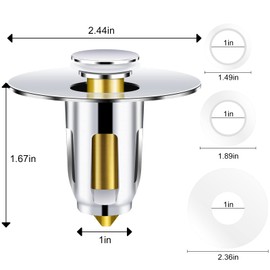 2 Pcs Bathroom Sink Stopper,Upgraded Pop-Up Sink Drains Plug Bathroom with Removable Strainer,Bathtub Drain Filter for 1.1-1.49 inch Drain Hole