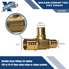XFITTING 1 inch x 3/4 inch x 3/4 inch Pex Reducing Tee, Pex B Crimp Version 25-1-7=10X, 10 Pieces