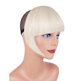 XRACEPHOL Platinum Blonde Clip in Bangs Fashion Full Length Synthetic 1 Piece Layered Clip in Hair Bangs Fringe Hairpieces Hair Extensions (Platinum Blonde)