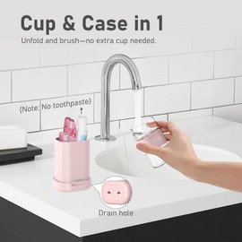 Travel Toothbrush Case,Portable Folding Tooth Brush Holder and Toothpaste Cover Container with Mouthwash Cup, Compact Oral Clean Tools Organizer for Traveling, Bathroom, Camping, Business Trip(1Pack）