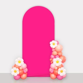 AIBIIN Hot Pink 2 Sided Round Arch Backdrop for Wedding Ceremony Birthday Party Baby Shower Banquet Decoration 8x1.8m