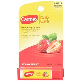 Carmex Barra de bálsamo labial, fresa, 3 unidades