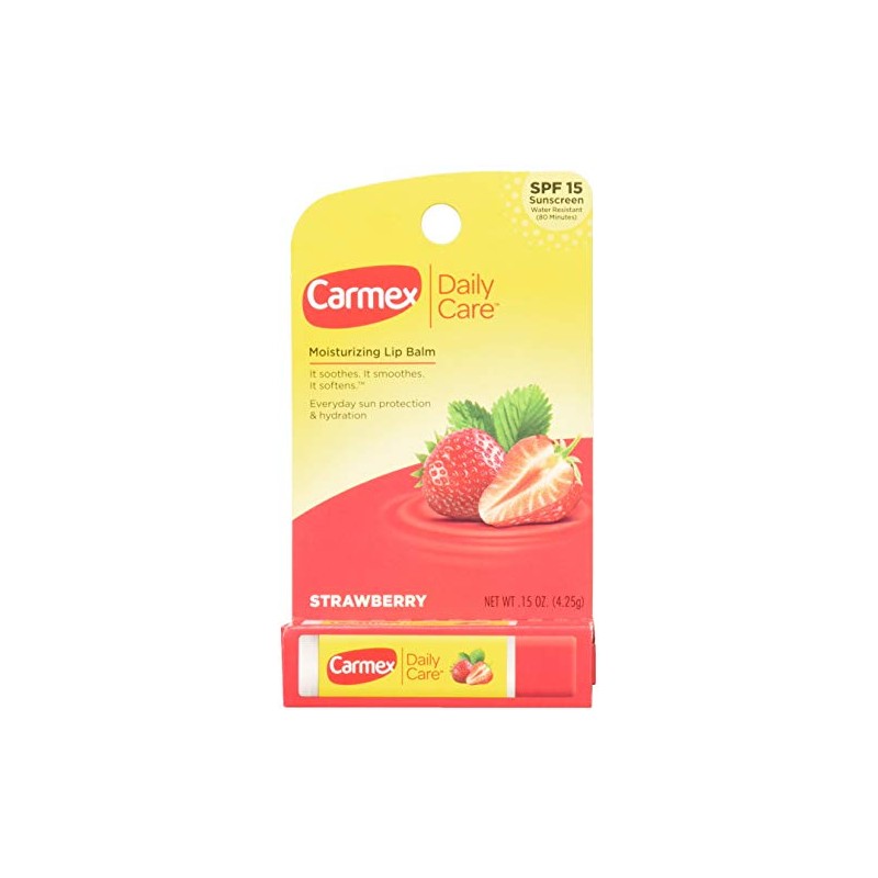 Carmex Barra de bálsamo labial, fresa, 3 unidades