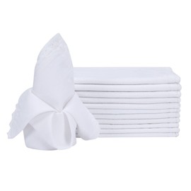 LFH Home Cotton Dinner Napkins - Textured Linen Reusable Machine Washable Decorative Wedding Cloth Napkins Cocktail Napkin Fabric Napkin Tailored with Mitered Corner Finish - 18x18 Inch - White