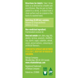 Vegan Ddrops 1000 IU 180 drops - Daily Vitamin D Liquid - Supports Bone Health & Immune System. No Large Capsules, No Preservatives, Non-GMO, Allergy-friendly