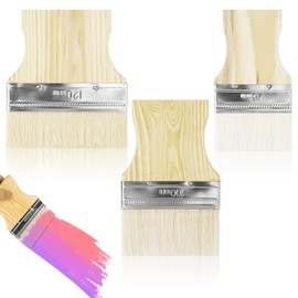 Flat Paddle Paint Brush Set with 3 Pcs Wide Brushes in 3/4/5 Inch, Large Paint Brush with Wooden Handle for Oil and Acrylic Paint, Flat Paint Brushes for Art and Creative Painting