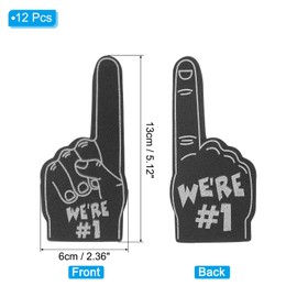 PATIKIL Mini Foam Fingers 5.1 Inch, 12 Pack We're #1 Cheerleading Foam Finger for Sports Fan Events Games Party Favors, Black