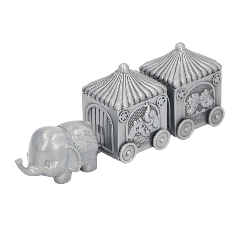 Baby Teeth Organizer Elephant Carriage Keepsake Box Metal Collection Container