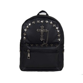 Mini Gothic Metal Cross GOTHX Stud Black Backpack Rucksack | Small Goth School Rock Goth Bag