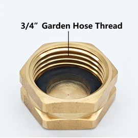 Kabter Brass Garden Hose Thread End Caps with Washers, 3/4" GHT Female Adapter(Pack of 2)