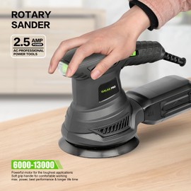 GALAX PRO 2.5A Rotary Orbital Sander, 300W Electric Orbital Sander with 6 Various Speeds 6000-13000RPM,4.9-Inch with 20PCS Sandpapers,1 dust canister,Fit for Woodworking, Sanding, Polishing