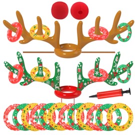 Christmas Games, Inflatable Reindeer Antler Ring Toss Game, Christmas Party Games for Kids Adults, Fun Xmas Gifts Carnival Holiday Party Games for Family