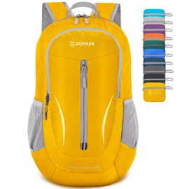 ZOMAKE Ultra Lightweight Packable Backpack 25L - Foldable Hiking Backpacks Water Resistant Small Folding Daypack for Travel(Yellow)