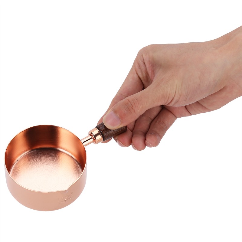 Sauce Pan Wooden Handle Rose Gold Stainless Steel Sauce Pot