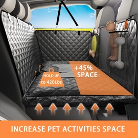 Sixheels Truck Dog Seat Cover Back Seat Protector, Large Space Backseat Extender with Soft Inflatable Cushion Comfortable Dog Hammock, Waterproof Dogs Bed Rear Travel Accessories for Truck