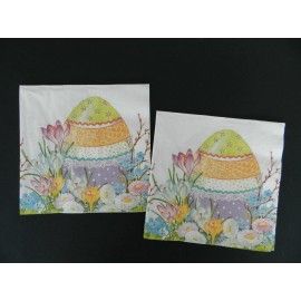 Mesafina 2 (Two) Single Lunch Size Paper Napkins for Decoupage Craft Flowers Easter Egg