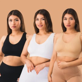 Genie Bra 3 Variety Pack XL Padded Support Seamless Wireless BNWXL New