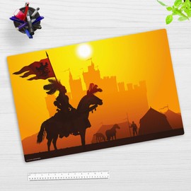 Desk Mat for Children - "Knights in the Sunset" - Made of Premium Vinyl (Plastic) - 60 x 40 cm - Non-Slip Desk Mat - Made in Germany
