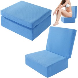 MABOZOO Foldable Hot Tub Booster Seat, Adjuatable 2 Heights Extra Thick Hot Tub Pillow Bath Seat with Back Support Cushions, Washable Hot Tub Seat Cushion for Indoor Outdoor (Blue)
