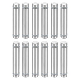 QUARKZMAN Pack of 12 Stainless Steel Wall Spacers, 12 x 60 mm Standoff Bolts, Spacer Screws for Acrylic Glass, Sign Holder, Advertising Boards, Silver