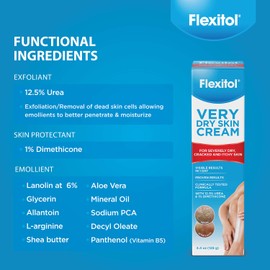 Flexitol Flexitol Very Dry Skin Cream,Rich Moisturizing Body Cream with Urea, 4.4 Ounce Tube