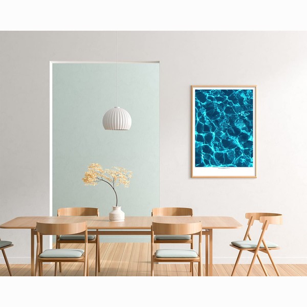 【Ocean Stylish Interior Poster】 Luxury Printed Paper Overseas Photography [Norse Cafe Style Pop Art] [Blue Sea Picture Modern Marine Miscellaneous Goods] Wall Decor Art Panel Wall Hanging Present Wave Summer Landscape Photography Scenery Hawaii Okinawa L
