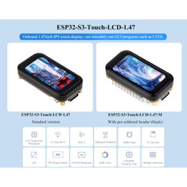 ESP32-S3 1.47inch IPS Touch Display Development Board, 172x320 Resolution, 262K Display Color, Support 2.4GHz W-i-F-i 6/BLE 5, 240MHz LX7 Dual-core Processor, with Pre-soldered Header