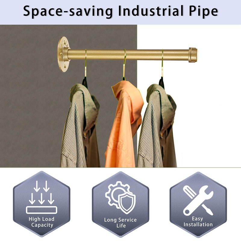 Sumnacon 2 Pack 12 Industrial Pipe Wall Mounted Clothing Rack