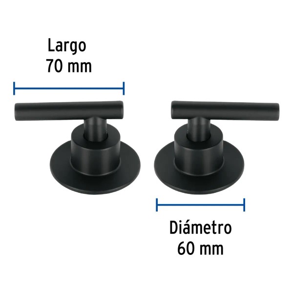 Juego De 2 Manerales Para Regadera Palanca Negro Foset Acabado