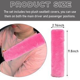 Suvnie 2 PCS Seat Belt Shoulder Pads, Soft Fluffy Plush Seat Belt Shoulder Strap Covers, Comfy Warm Seat Belt Strap Cover Shoulder Cushion for Adult Children, Car Accessories (Pink)