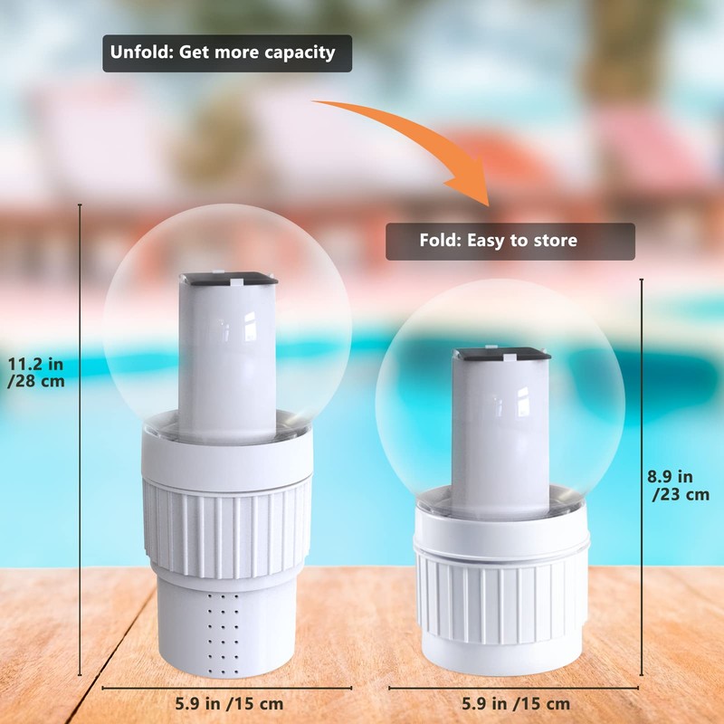 Pool Chlorine Floater with Solar Flame Light, Chlorine Dispenser for