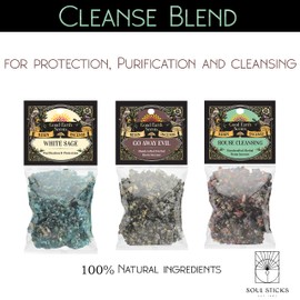 SOUL STICKS Resin Incense Variety Sampler Kit, 3 Pack, 1 Ounce Bags (Cleanse Blend)
