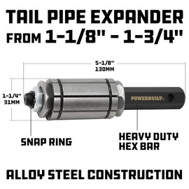 Powerbuilt Small Tailpipe Expander – 1-1/8" to 1-3/4" Exhaust Pipe Expander Tool for Rounding Pipe Ends and Removing Clamp Grooves – Alloy Steel Construction – 940377