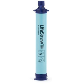 LifeStraw Personal Water Filter for Hiking, Camping, Travel, and Emergency Preparedness - Color: Dark Blue, Amount: 4