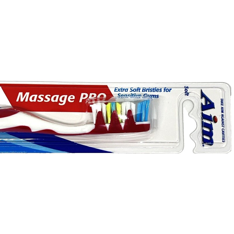 Aim Massage Pro Soft Bristle Standard Toothbrush 6 Pack Individually