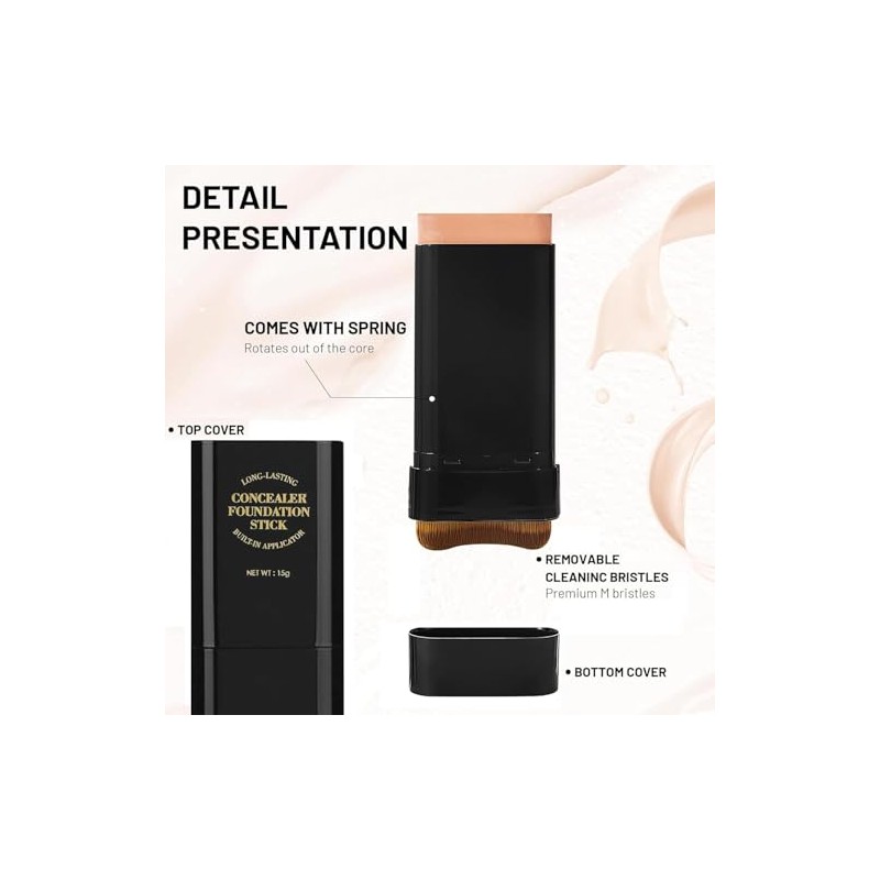 2 In 1 Foundation, Hidratante Y Ligera Con Brocha (Nature)