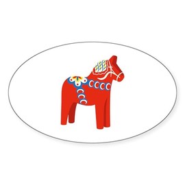 CafePress Swedish Dala Horse Sticker Oval Car Bumper Sticker