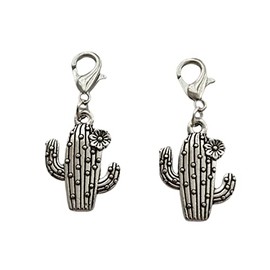2 Pcs tiny cactus Clip on Charm Cactus charm with lobster clasp Jewelry for Diy Lover Stitch Marker Charms