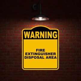 FIRE EXTINGUISHER DISPOSAL AREA Warning Yellow Black Aluminum Composite Sign 20 x 24 inches