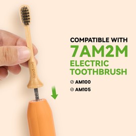 PONPACE Bamboo Toothbrush Heads Compatible with 7AM2M, Soft Charcoal Infused Bristles, Whitening & Deep Cleaning