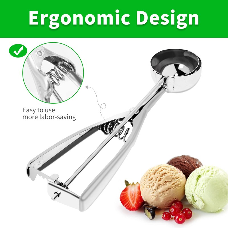 3PCS Ice Cream Scoop,Premium cookie scoop set,Small/Medium/Large stainless steel Scoops,Professional